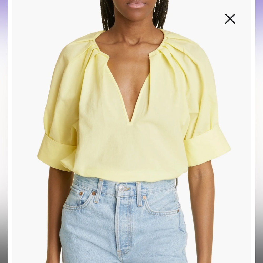 A.L.C. Carey Pleat Poplin Top in Canary Yellow size 2 - Picture 11 of 12
